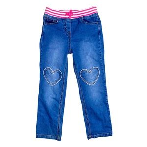 Mini BODEN girls jeans with heart patch pockets size 8